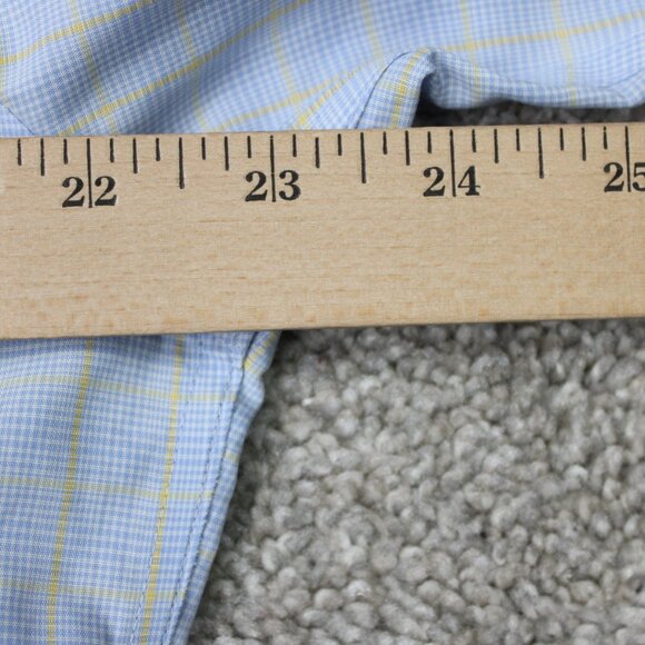 Charles Tyrwhitt Shirt Mens 16 1/2, 35 Blue/Yellow Non-Iron Slim Fit Cotton L/S - Picture 11 of 13